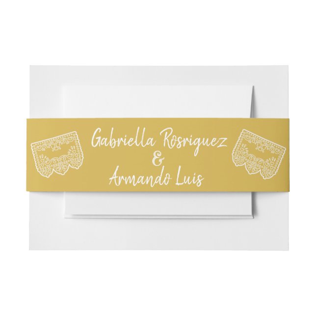 Mustard Yellow Modern Wedding Belly Band Invitation Belly Band (Front Example)