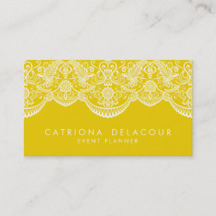 Mustard Yellow Moroccan Lace Pattern Business Card
