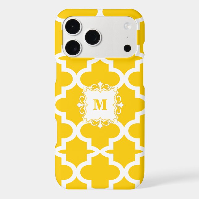 Mustard Yellow Moroccan Tile Personalized iPhone (Back)
