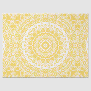 Mustard Yellow on White Mandala Kaleidoscope Tissue Paper