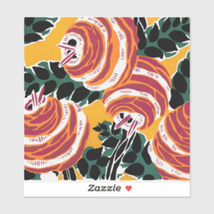 Mustard Yellow & Orange Art Deco Floral Decor