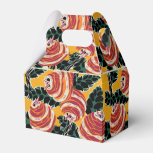 Mustard Yellow & Orange Art Deco Floral Decor Favor Box