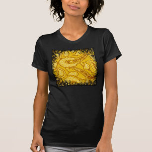 Mustard Yellow Paisley Print Summer Fun Girly T-Shirt