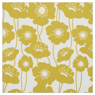 Mustard Yellow Poppies Pattern Fabric