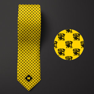 Mustard Yellow Pug Pattern Tie