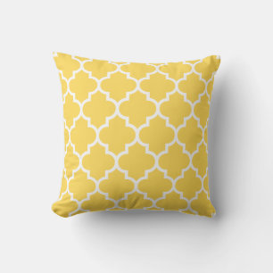 Mustard Yellow Quatrefoil Throw Pillow