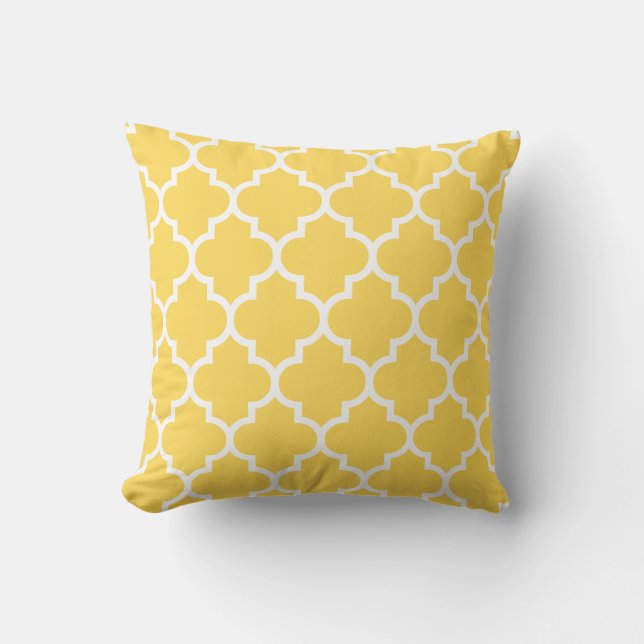 Mustard Yellow Quatrefoil Throw Pillow (Front)