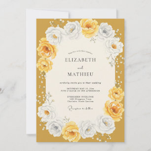 Mustard Yellow Radiant Rose Wedding Invitation