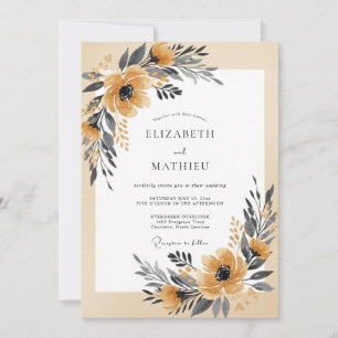 Mustard Yellow Serene Autumnal Wedding Invitation