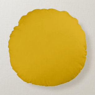 Mustard Yellow Solid Color Round Pillow
