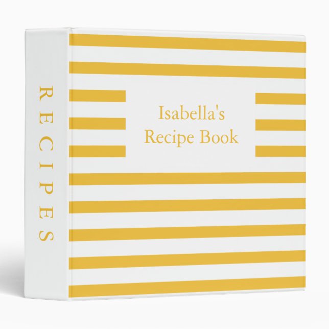 Mustard Yellow Stripes Recipe Book Binder (Front/Spine)