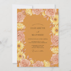 Mustard Yellow Sunflower Eucalyptus Wedding Invitation