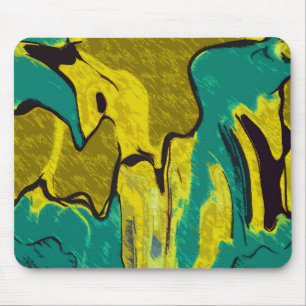Mustard Yellow Teal Abstract Mouse Pad
