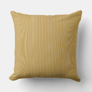 Mustard Yellow Ticking Stripe Throw Pillow