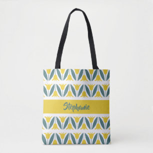 Mustard Yellow Tulips Floral Pattern Tote Bag
