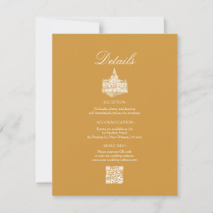 Mustard Yellow Vintage Ornate Frame Wedding Detail Card