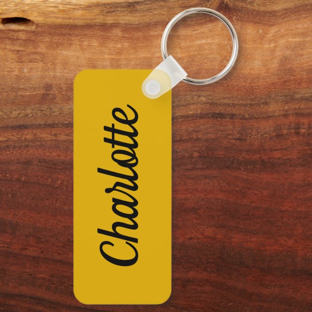Mustard Yellow  & White Custom Name Keychain (Back)