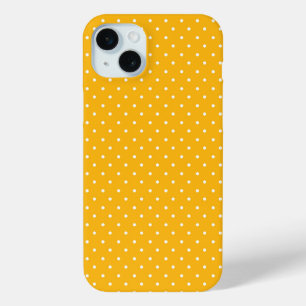 Mustard yellow white polka dots pattern  Case-Mat iPhone 15 Mini Case