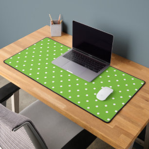 Mustard yellow white polka dots pattern Desk Mat