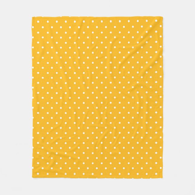 Mustard yellow white polka dots pattern  Fleece B Blanket (Front)