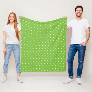 Mustard yellow white polka dots pattern Fleece B Blanket