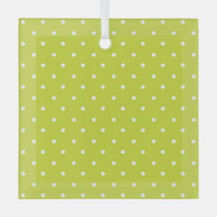 Mustard yellow white polka dots pattern  Glass Or Ornament