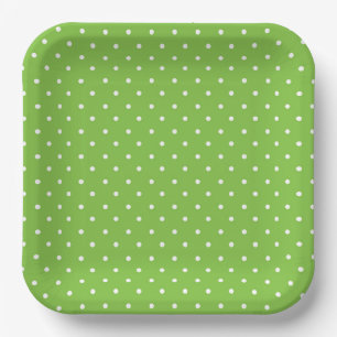 Mustard yellow white polka dots pattern Paper Pl Plate