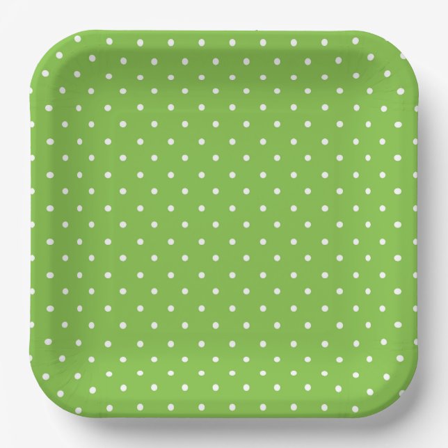 Mustard yellow white polka dots pattern  Paper Pl Plate (Front)