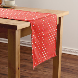 Mustard yellow white polka dots pattern  Short Ta Table Runner