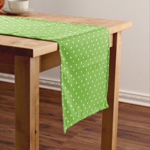 Mustard yellow white polka dots pattern Short Ta Table Runner