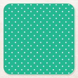 Mustard yellow white polka dots pattern  Square P Paper Coaster