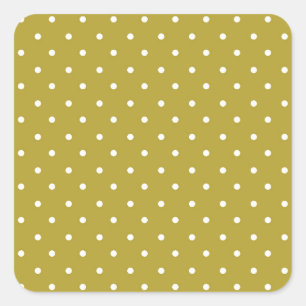  Mustard yellow white polka dots pattern  Square Sticker