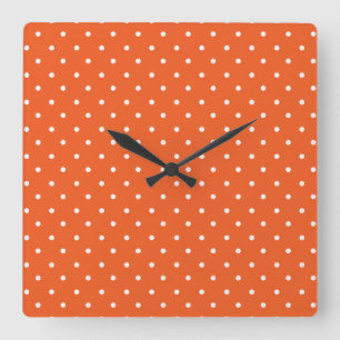 Mustard yellow white polka dots pattern Square W Wall Clock
