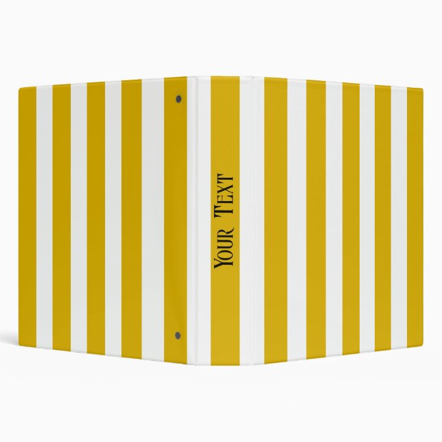 Mustard Yellow & White Stripes Personalized Binder (Background)