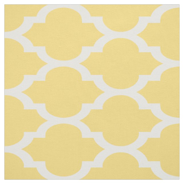 Mustard Yellow, Wht Moroccan Quatrefoil Pattern #4 Fabric (Swatch)