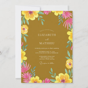 Mustard Yellow Wildflower Wedding Invitation