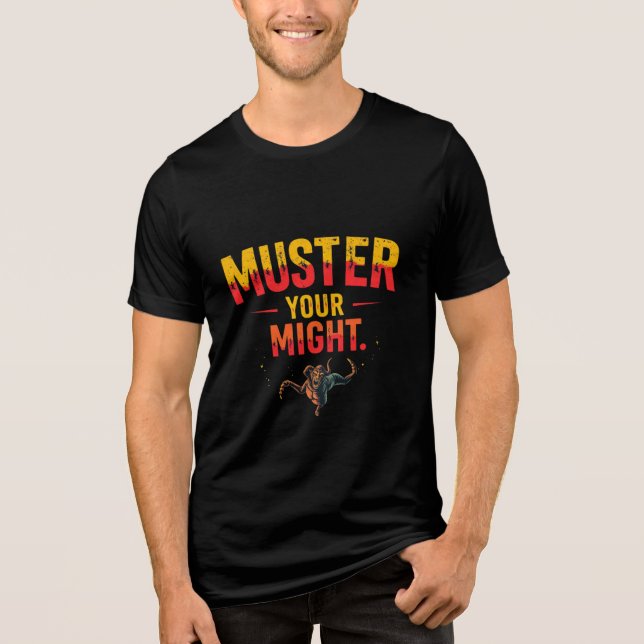 Muster Your Might – Beast Mode Graphic  Tri-Blend Shirt (Front)
