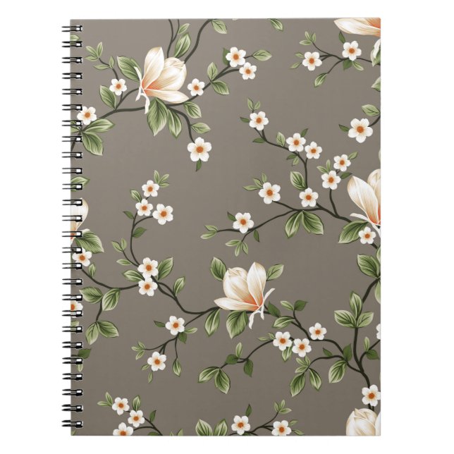 mustered small flowers with green leaves pattern o notebook (Front)