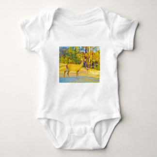 Musturd Coloured Deer with light blue Baby Bodysuit