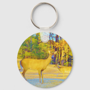 Musturd Coloured Deer with light blue Keychain