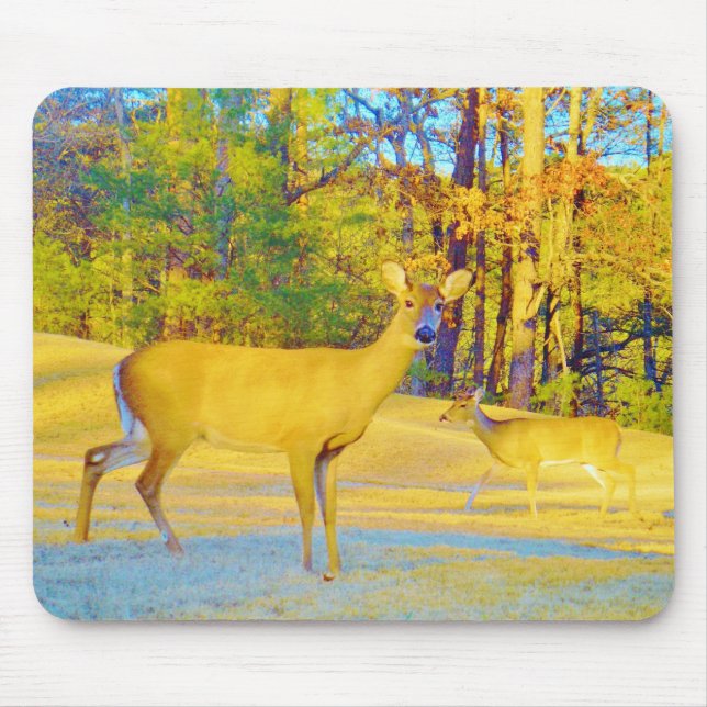 Musturd Coloured Deer with light blue Mouse Pad (Front)