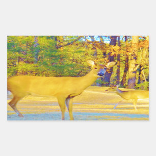 Musturd Coloured Deer with light blue Sticker