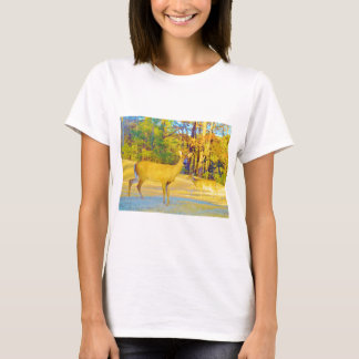 Musturd Coloured Deer with light blue T-Shirt