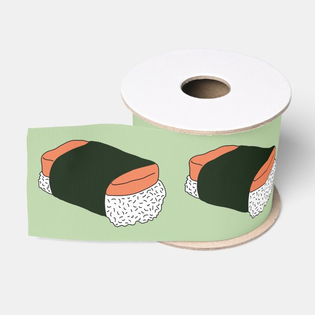 Musubi Sushi Hawaiian Food Pattern Grosgrain Ribbon (Spool)