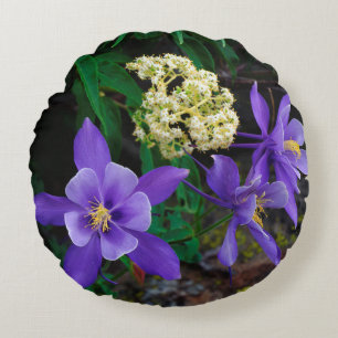 Mutant Columbine Wildflowers Round Pillow