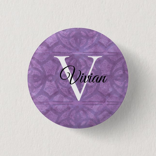 Mute Purple Watercolor 1 Inch Round Button (Front)