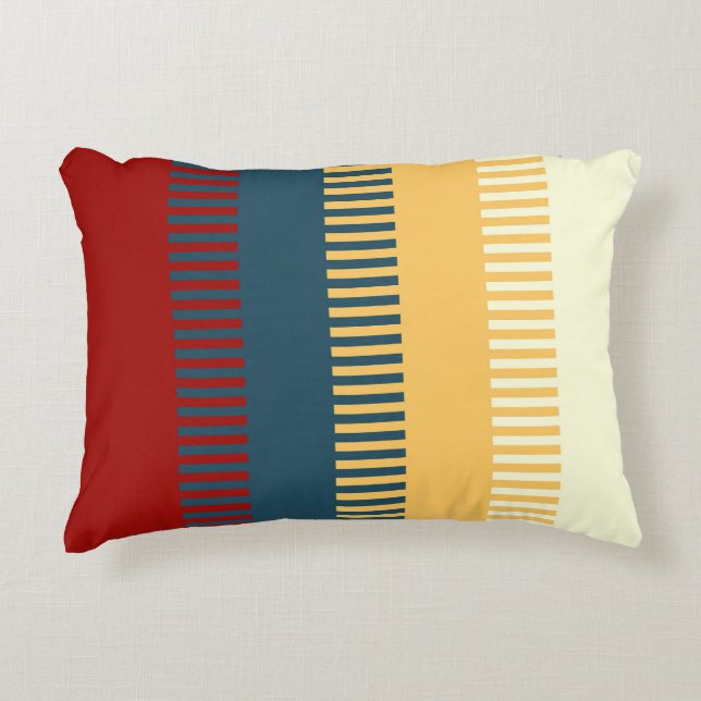 Mute Red Blue Yellow White Grey Unique Pattern Accent Pillow (Front)