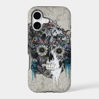 Mute, sunflower skull damask