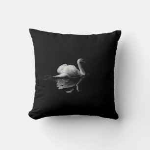MUTE SWAN IN LOW LIGHT PHOTOGRAPHY THROW PILLOW