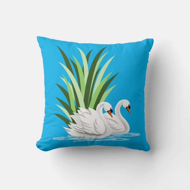 Mute Swan Pair On Water Throw Pillow (Front)
